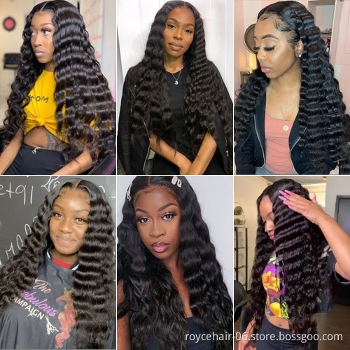 Wholesale Curly Water Deep Wave HD Transparent Swiss Undetectable 13x6 Lace Frontal Wig,Brazilian Virgin Remy Human Hair Wigs